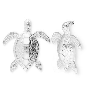 Trendy Ohrringe&nbsp;/&nbsp;Ohrstecker Schildkr&ouml;te mit Rostfrei Stahl-Stecker Silver
