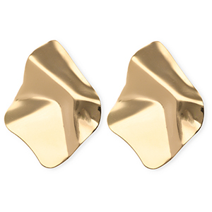 Statement Ohrringe&nbsp;/&nbsp;Ohrstecker Organic Rhombus mit Rostfrei Stahl-Stecker Gold