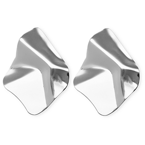 Statement Ohrringe&nbsp;/&nbsp;Ohrstecker Organic Rhombus mit Rostfrei Stahl-Stecker Silver