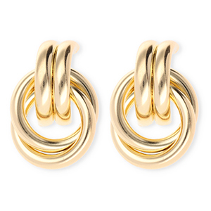 Statement Ohrringe&nbsp;/&nbsp;Ohrstecker Doppelring mit Rostfrei Stahl-Stecker Gold