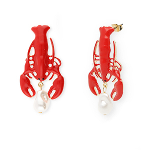 Trendy Ohrringe&nbsp;/&nbsp;Ohrstecker Enamel Krebs mit Rostfrei Stahl-Stecker Gold-red-white