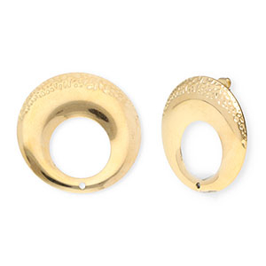 Stainless Steel - Rostfrei Stahl Schmuckzubeh&ouml;r Ohrringe / Ohrstecker Rund mit &Ouml;se Gold