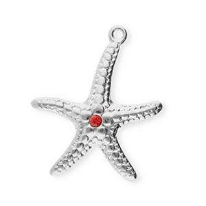 Stainless Steel - Rostfrei Stahl Anh&auml;nger Seestern Silver-red