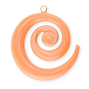 Stainless Steel - Rostfrei Stahl Anh&auml;nger Spirale Gold-coral orange marble