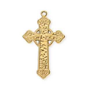Stainless Steel - Rostfrei Stahl Anh&auml;nger Kreuz Gold