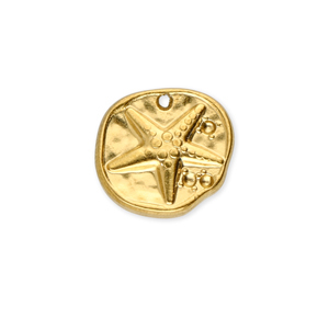 Stainless Steel - Rostfrei Stahl Anh&auml;nger Rund mit Seestern Gold