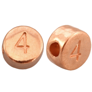 DQ Metall Zahlen Perlen&nbsp;# 4 rosegold (nickelfrei)