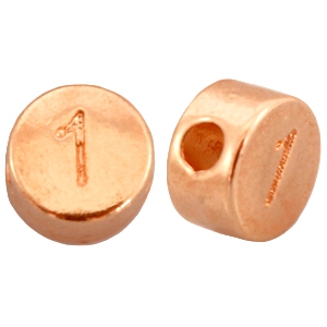 DQ Metall Zahlen Perlen&nbsp;# 1  rosegold (nickelfrei)