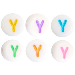 Buchstaben Perlen aus Acryl Y Multicolor-Weiss
