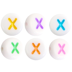 Buchstaben Perlen aus Acryl X Multicolor-Weiss