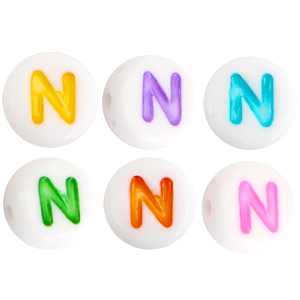Buchstaben Perlen aus Acryl N Multicolor-Weiss