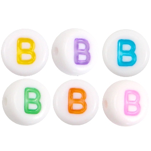 Buchstaben Perlen aus Acryl B Multicolor-Weiss