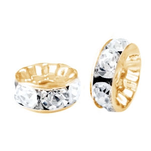 Strass Perlen Rondellen 8mm Gold-crystal