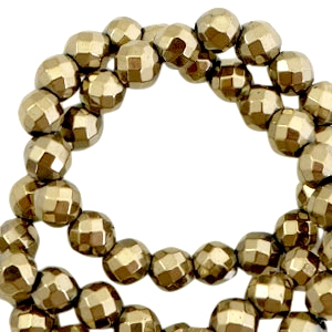 H&auml;matit Perlen rund 4mm Facett geschliffen Antique gold