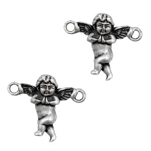 Metall Anh&auml;nger TQ Zwischenst&uuml;ck Engel Antique silber