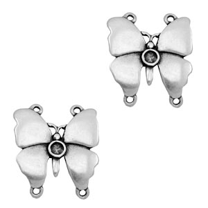 Metall Anh&auml;nger TQ Zwischenst&uuml;ck Schmetterling mit Fassungen Antique silber