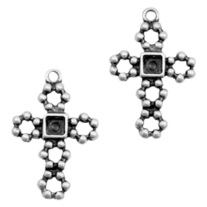 Metall Anh&auml;nger TQ Kreuz mit Fassung Antique silber