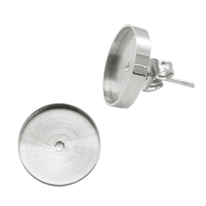 Polaris Steel Ohrringe mit Fassung f&uuml;r 12mm Cabochon Antik silber