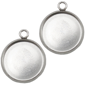 Stainless Steel - Rostfrei Stahl Anh&auml;nger/Fassung f&uuml;r 20mm Cabochon Silber
