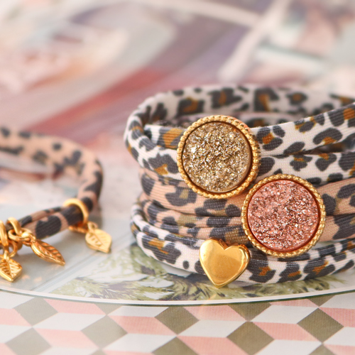 Entwerfen Sie sch&ouml;ne Armb&auml;nder und Haargummis mit gestepptem Elastikband Leopard: