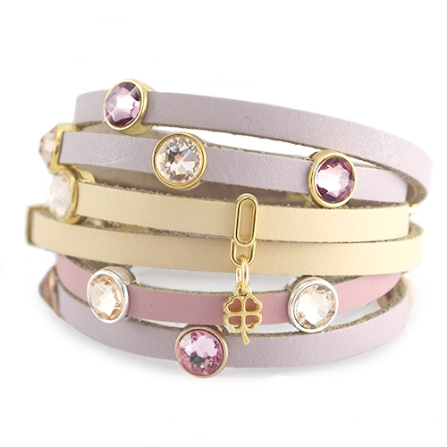 Sch&ouml;ne Armb&auml;nder mit Swarovski SS34 flat back & 5mm DQ Leder flach