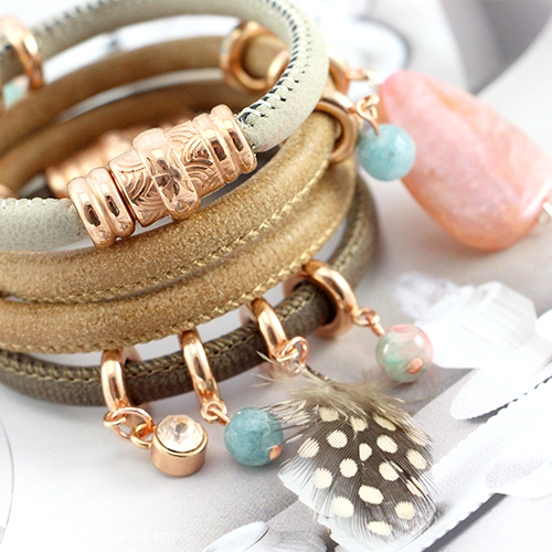 Gesteppte Imitat Leder und Naturstein Perlen f&uuml;r trendy Schmuck
