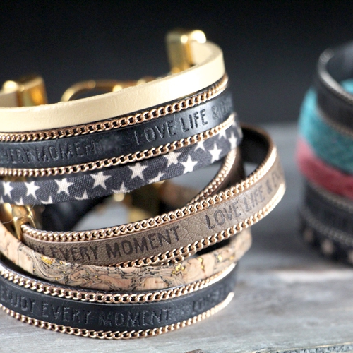 Diese ausgefallenen schicken Armb&auml;nder aus Slogan Leder mit Jasseron sind super sch&ouml;n um selbst zu machen!