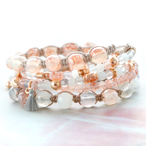 Faszinierendes Schmuck Set in Pastel Farben f&uuml;r einen frischen neuen Look mit unseren Glasperlen Transparent meliert