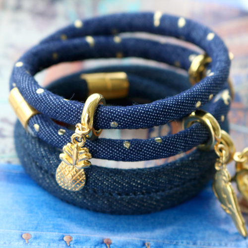 Modernen robusten schicken Schmuck machen Sie selbst mit unserer sch&ouml;nen trendy flach Kordel Denim und trendy gesteppt Kordel. Der Trend von jetzt!