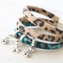 Schmuck aus Imitat Leder mit Panther Muster und Details aus DQ Metall