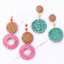 Ohrringe f&uuml;r den Sommer mit Rattan Anh&auml;nger 