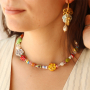 Satementschmuck mit Schmuckdesigns mit griechischen DQ-Keramikperlen in Bl&uuml;tenform 
