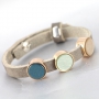 Armb&auml;nder aus Polaris Cabochon auf super sch&ouml;nem Cuoio Leder