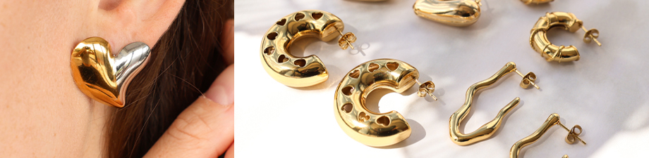 Ohrringe aus Edelstahl in modern verspielten Designs Ohrringe aus Edelstahl in modern verspielten Designs